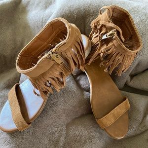 Tan Fringe Sandals